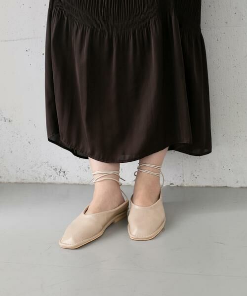 KBF / ケービーエフ パンプス | スクエアステッチレースアップパンプス∴(ベージュ)