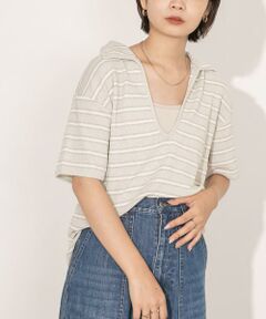 KBF / ケービーエフ Tシャツ | Vネックボーダープルオーバー