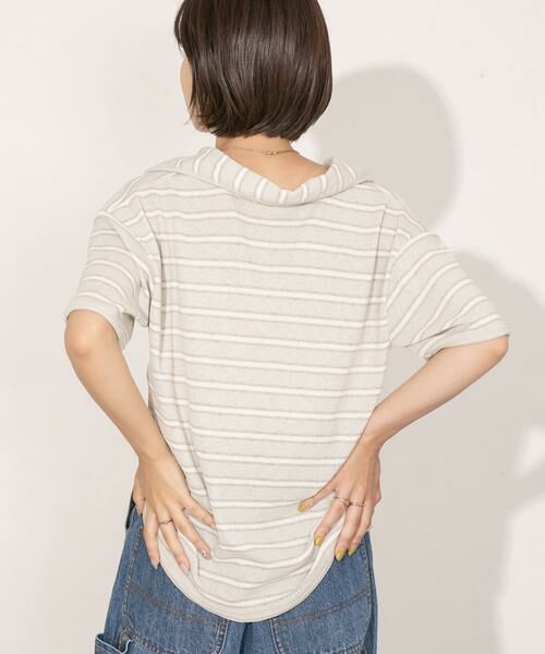 KBF / ケービーエフ Tシャツ | Vネックボーダープルオーバー | 詳細1