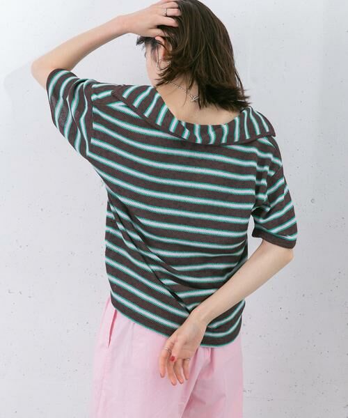 KBF / ケービーエフ Tシャツ | Vネックボーダープルオーバー | 詳細14