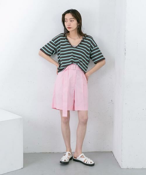 KBF / ケービーエフ Tシャツ | Vネックボーダープルオーバー | 詳細15