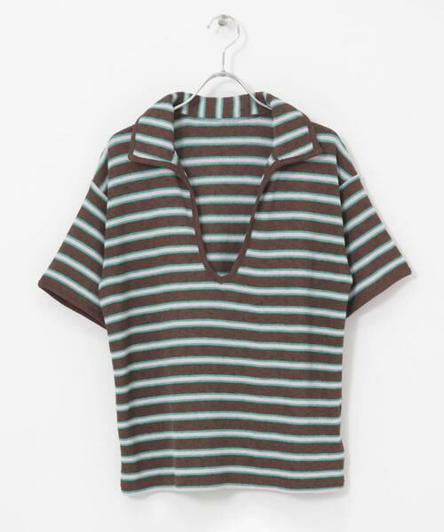 KBF / ケービーエフ Tシャツ | Vネックボーダープルオーバー | 詳細17
