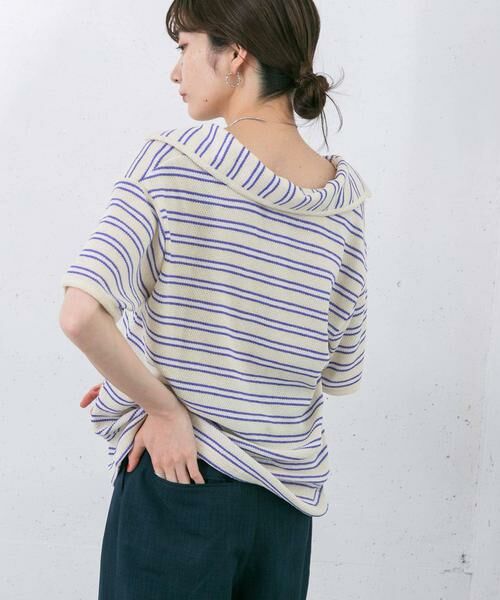 KBF / ケービーエフ Tシャツ | Vネックボーダープルオーバー | 詳細24