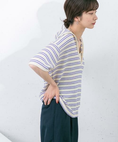 KBF / ケービーエフ Tシャツ | Vネックボーダープルオーバー | 詳細26