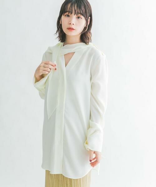 KBF / ケービーエフ シャツ・ブラウス | ロングタイシャツ(オフホワイト)