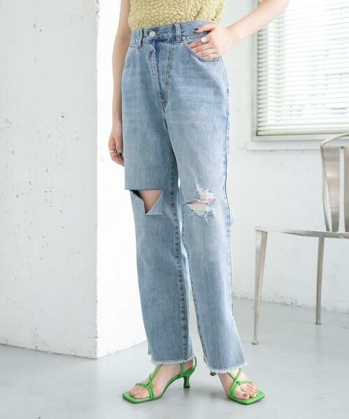 KBF / ケービーエフ デニムパンツ | リメイクダメージスリットデニム | 詳細1