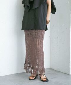 KBF / ケービーエフ スカート | フリンジ透かし編みニットスカート