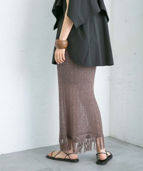 KBF / ケービーエフ スカート | フリンジ透かし編みニットスカート | 詳細4