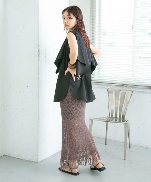 KBF / ケービーエフ スカート | フリンジ透かし編みニットスカート | 詳細6