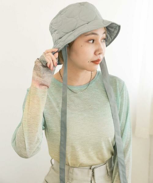 KBF/ケービーエフ リボン付きキルティングバケットHAT ミント one KBF/ケービーエフ リボン付きキルティングバケットHAT ミント one