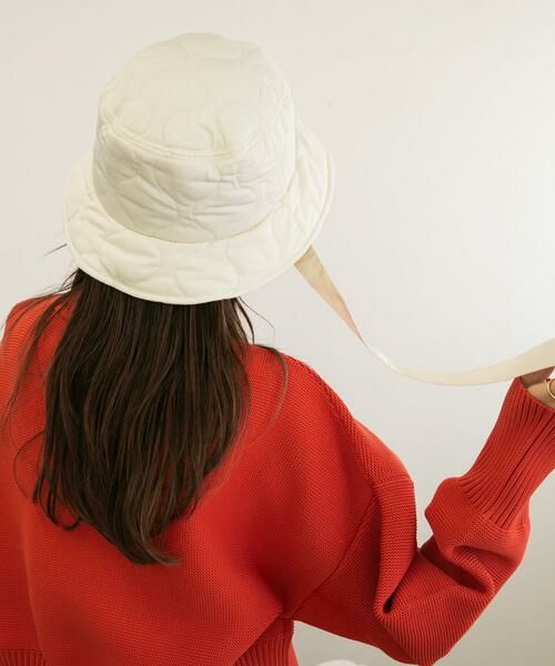 KBF/ケービーエフ リボン付きキルティングバケットHAT アイボリー one KBF/ケービーエフ リボン付きキルティングバケットHAT アイボリー one