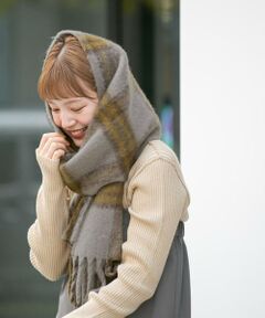 KBF / ケービーエフ マフラー・ショール・スヌード・ストール | BIGフリンジチェックストール