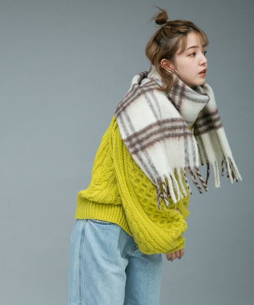 KBF / ケービーエフ マフラー・ショール・スヌード・ストール | BIGフリンジチェックストール | 詳細11