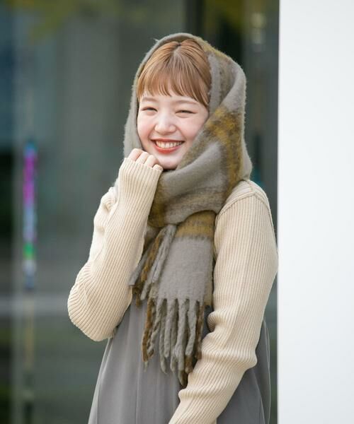 KBF / ケービーエフ マフラー・ショール・スヌード・ストール | BIGフリンジチェックストール | 詳細15