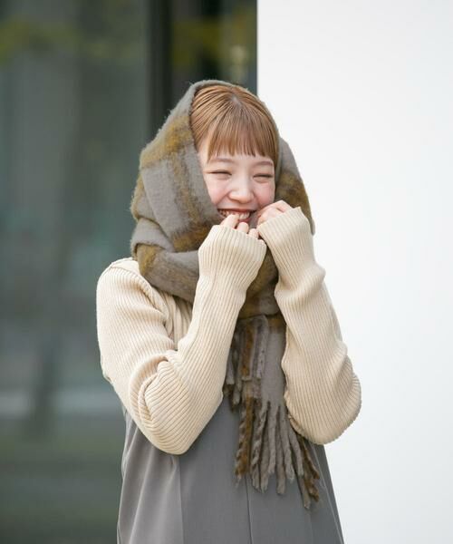 KBF / ケービーエフ マフラー・ショール・スヌード・ストール | BIGフリンジチェックストール | 詳細16