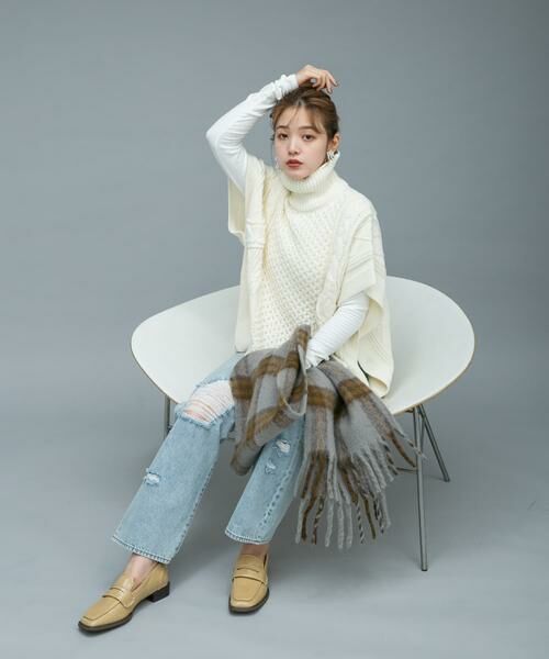 KBF / ケービーエフ マフラー・ショール・スヌード・ストール | BIGフリンジチェックストール | 詳細23