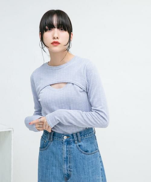 KBF / ケービーエフ Tシャツ | 2WAYフロントスリットカットソー | 詳細1