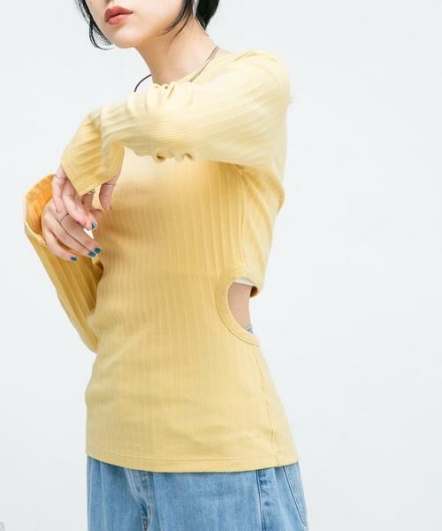 KBF / ケービーエフ Tシャツ | カットアウトリブカットソー | 詳細4
