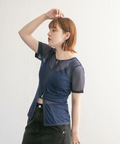 KBF / ケービーエフ Tシャツ | メッシュZIPトップス