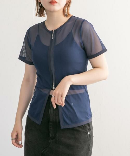 KBF / ケービーエフ Tシャツ | メッシュZIPトップス | 詳細1