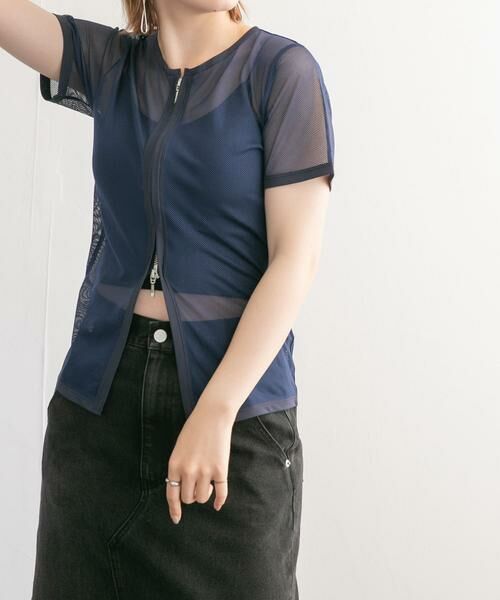 KBF / ケービーエフ Tシャツ | メッシュZIPトップス | 詳細2