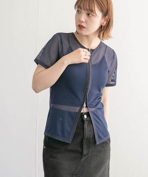 KBF / ケービーエフ Tシャツ | メッシュZIPトップス | 詳細3