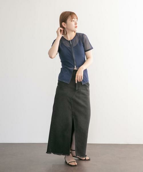 KBF / ケービーエフ Tシャツ | メッシュZIPトップス | 詳細6