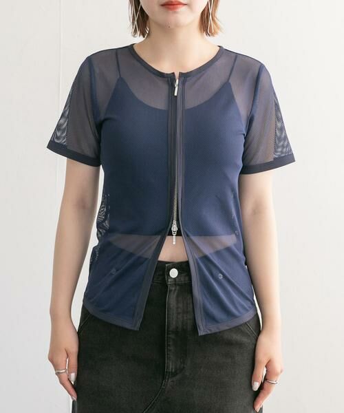 KBF / ケービーエフ Tシャツ | メッシュZIPトップス | 詳細9