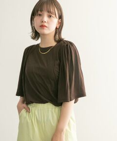 KBF / ケービーエフ Tシャツ | フリルスリーブシアーカットソー