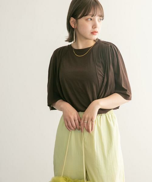 KBF / ケービーエフ Tシャツ | フリルスリーブシアーカットソー | 詳細1