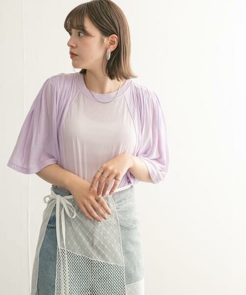 KBF / ケービーエフ Tシャツ | フリルスリーブシアーカットソー | 詳細17