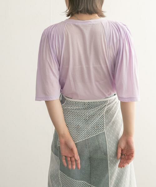 KBF / ケービーエフ Tシャツ | フリルスリーブシアーカットソー | 詳細20