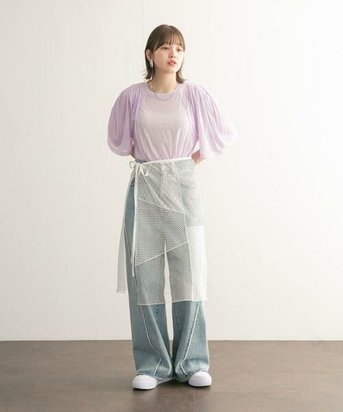 KBF / ケービーエフ Tシャツ | フリルスリーブシアーカットソー | 詳細21