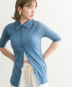 KBF / ケービーエフ カーディガン・ボレロ | ジャガードポロカーディガン