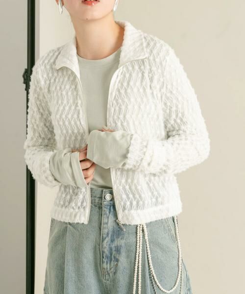 KBF / ケービーエフ Tシャツ | フロントZIPフェザーロングTEE | 詳細1