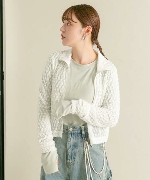 KBF / ケービーエフ Tシャツ | フロントZIPフェザーロングTEE | 詳細4