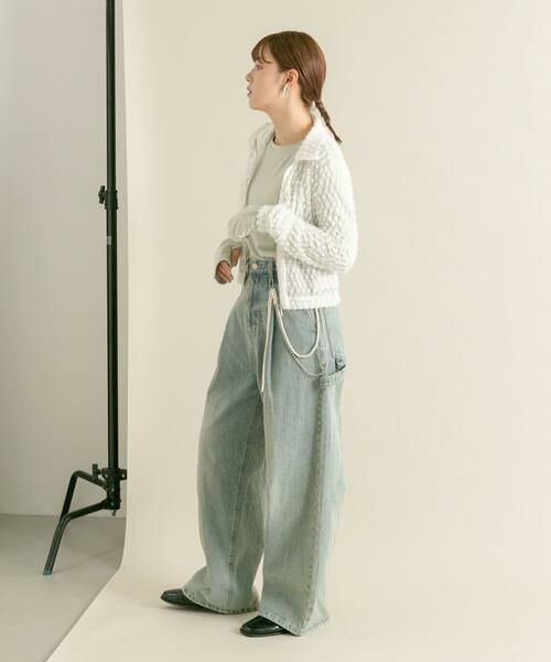 KBF / ケービーエフ Tシャツ | フロントZIPフェザーロングTEE | 詳細6