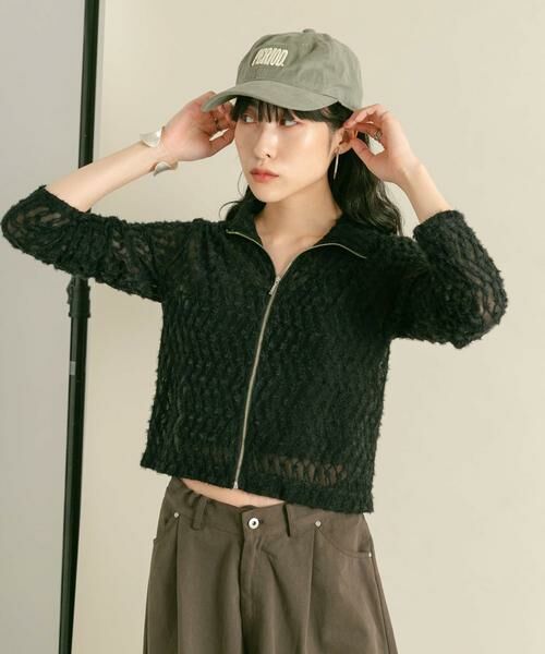 KBF / ケービーエフ Tシャツ | フロントZIPフェザーロングTEE | 詳細15