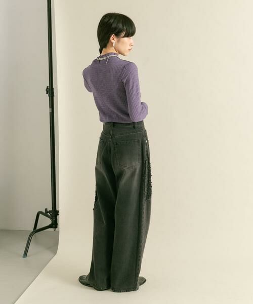 KBF / ケービーエフ Tシャツ | シアーブークレハイネックトップス | 詳細5