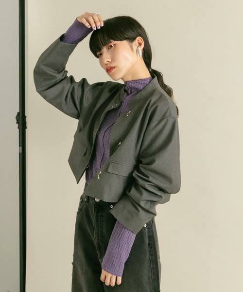 KBF / ケービーエフ Tシャツ | シアーブークレハイネックトップス | 詳細6