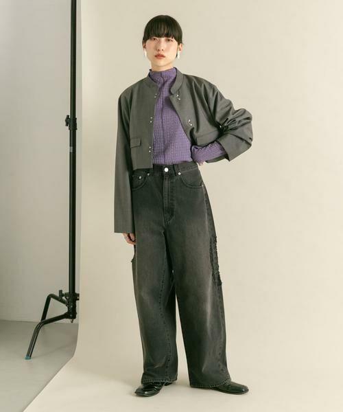 KBF / ケービーエフ Tシャツ | シアーブークレハイネックトップス | 詳細7