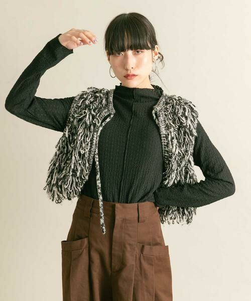 KBF / ケービーエフ Tシャツ | シアーブークレハイネックトップス | 詳細21