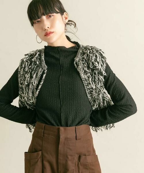 KBF / ケービーエフ Tシャツ | シアーブークレハイネックトップス | 詳細22