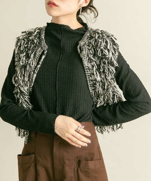 KBF / ケービーエフ Tシャツ | シアーブークレハイネックトップス | 詳細23