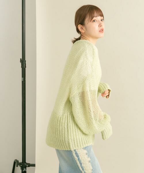 KBF / ケービーエフ ニット・セーター | シースルースパンコールニット | 詳細3