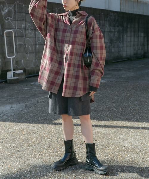KBF / ケービーエフ シャツ・ブラウス | BIGチェックシャツ(ブラウン系その他)