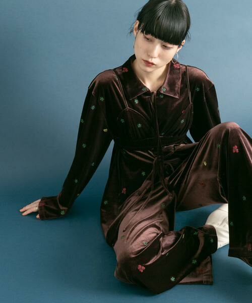 KBF / ケービーエフ その他アウター | フロントリボンベロアガウン | 詳細1