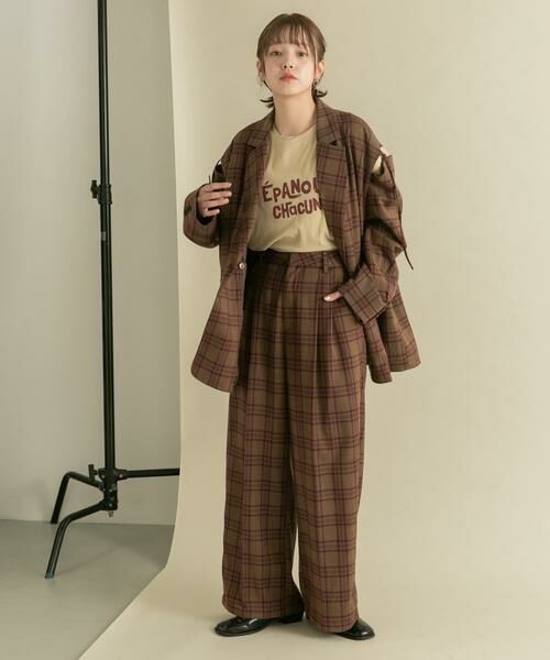 KBF / ケービーエフ その他パンツ | ダブルタックWIDEチェックパンツ | 詳細1