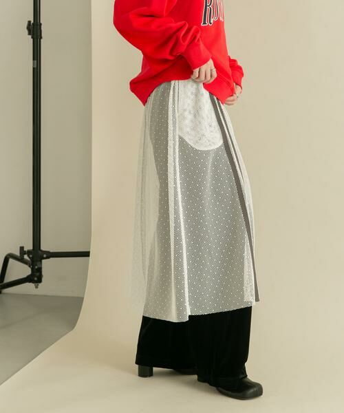 KBF / ケービーエフ スカート | メッシュラインレイヤードスカート | 詳細3