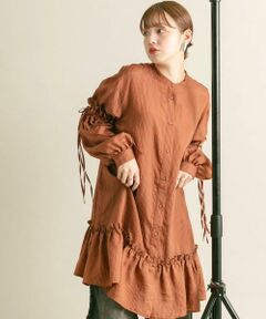 KBF / ケービーエフ ワンピース | ボリュームスリーブストライプミニワンピース